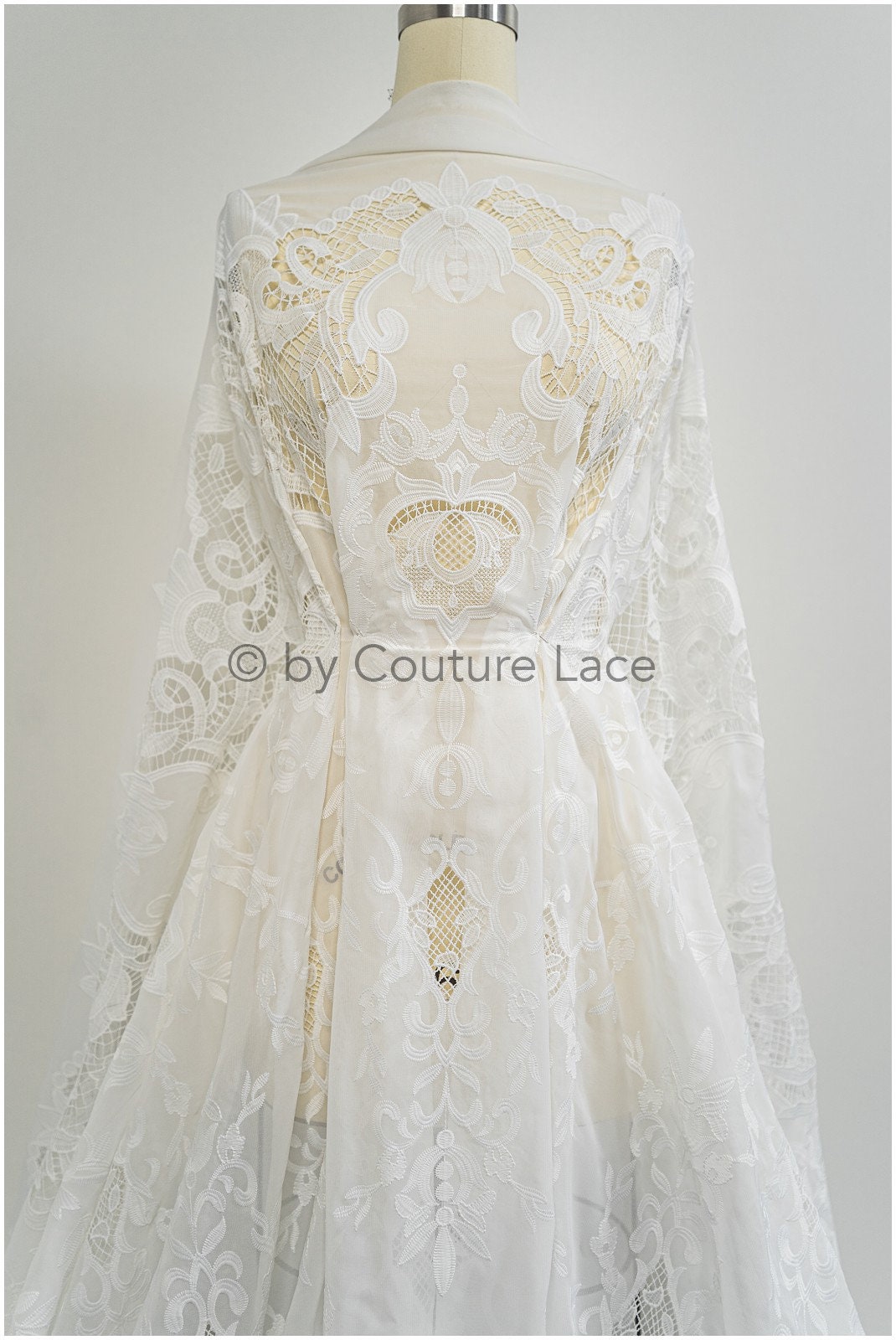 Crochet lace fabric, Boho lace fabric, Guipure Boho bridal lace, Chiffon lace fabric, Vintage bridal lace, Macrame lace