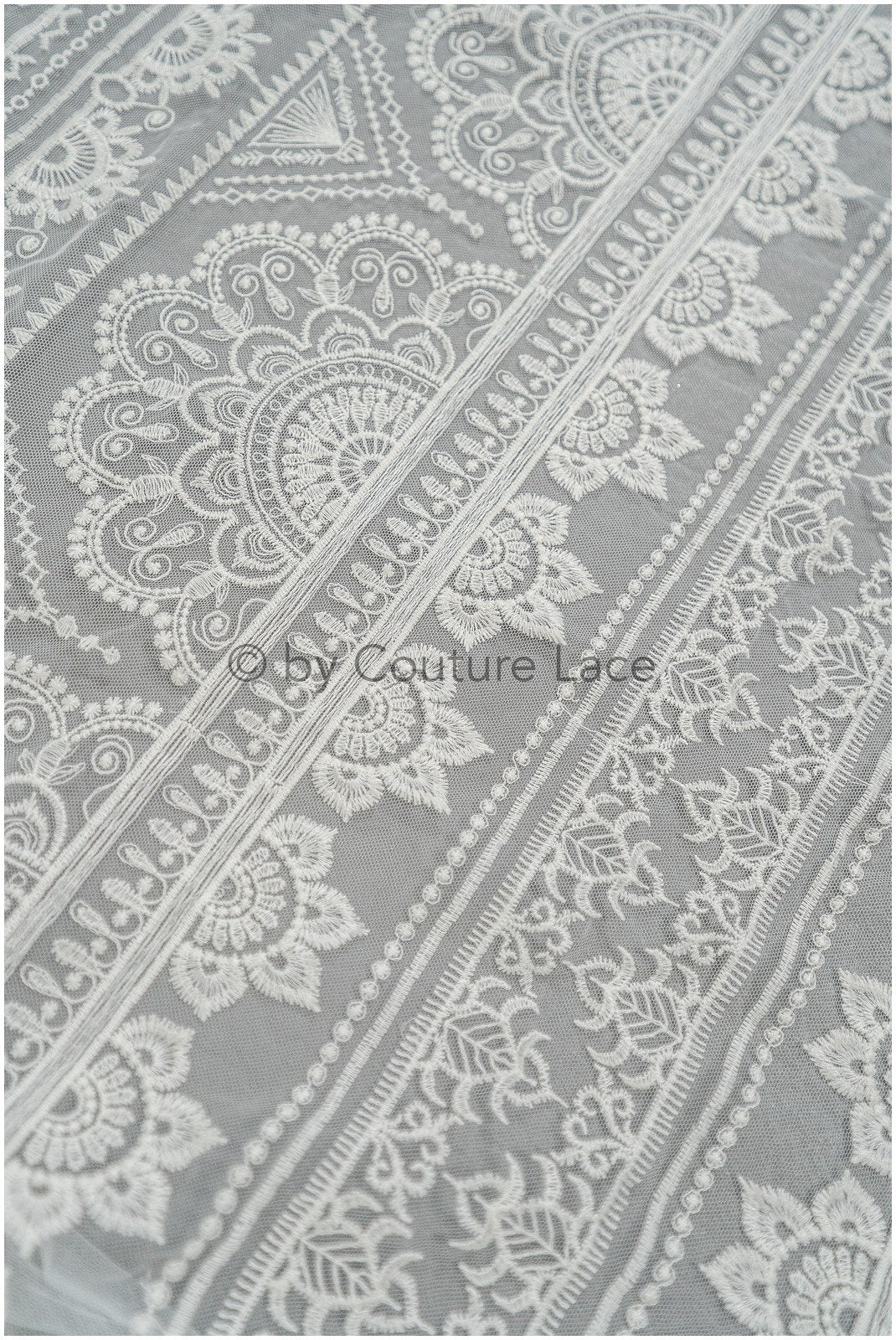 Boho striped pattern lace fabric/ bridal lace fabric off-white/ boho wedding dress lace/ bridal lace/ vintage bridal lace// L20-395
