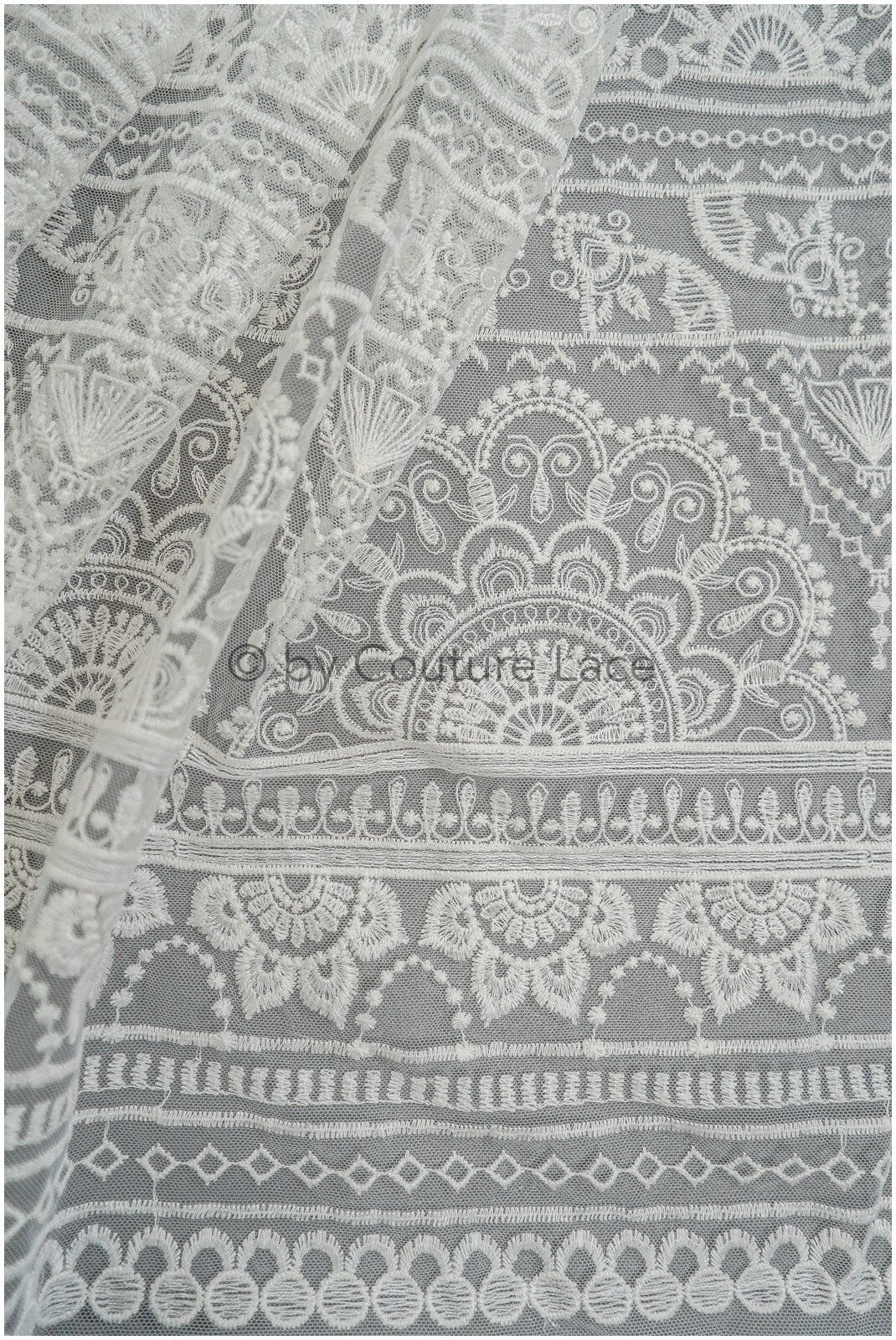 Boho striped pattern lace fabric/ bridal lace fabric off-white/ boho wedding dress lace/ bridal lace/ vintage bridal lace// L20-395