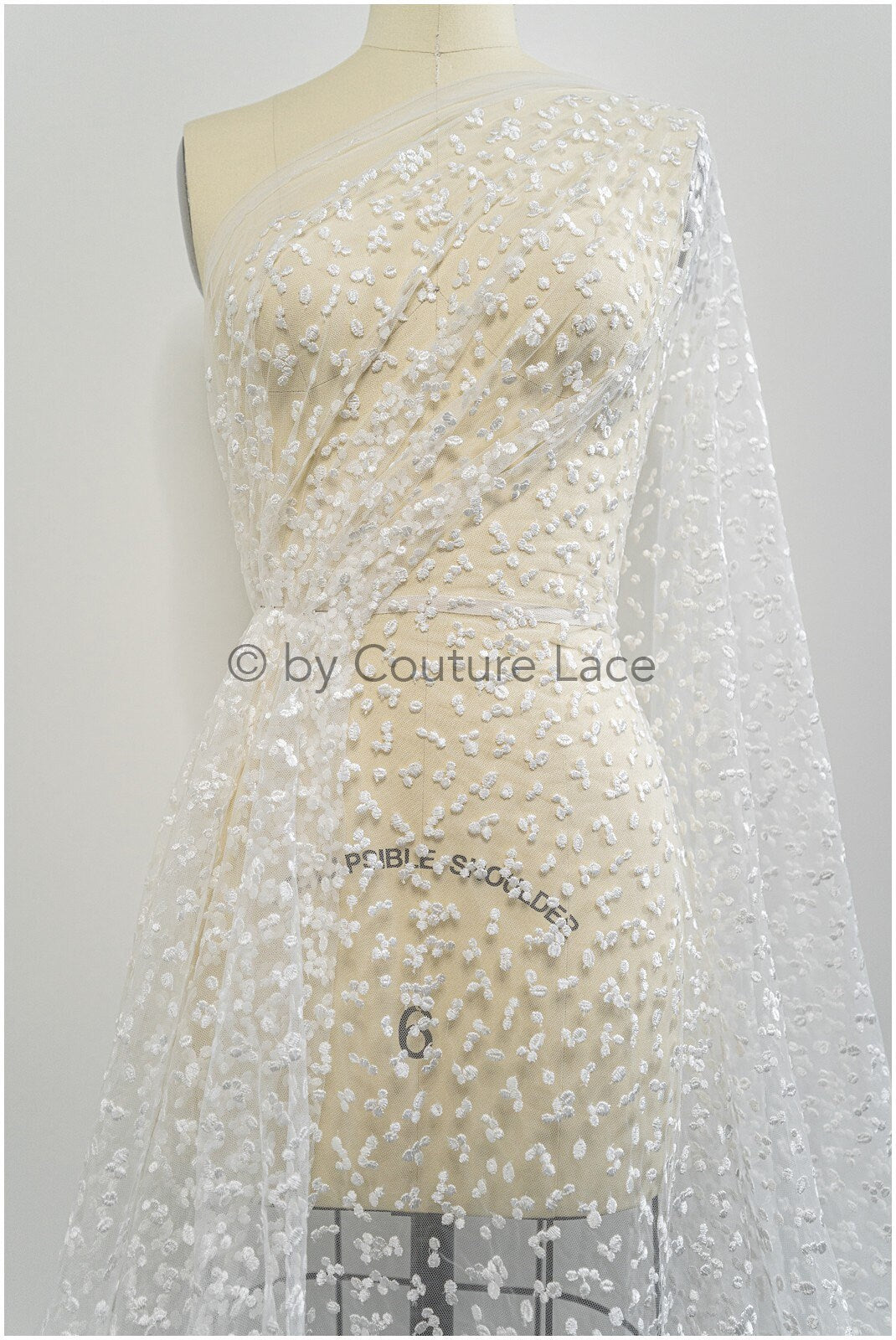 Braut Spitze Stoff mit Polka Dot/ Braut Spitze Off-White/ Braut Dot Spitze/ Brautspitze mit Punkten// L20-397