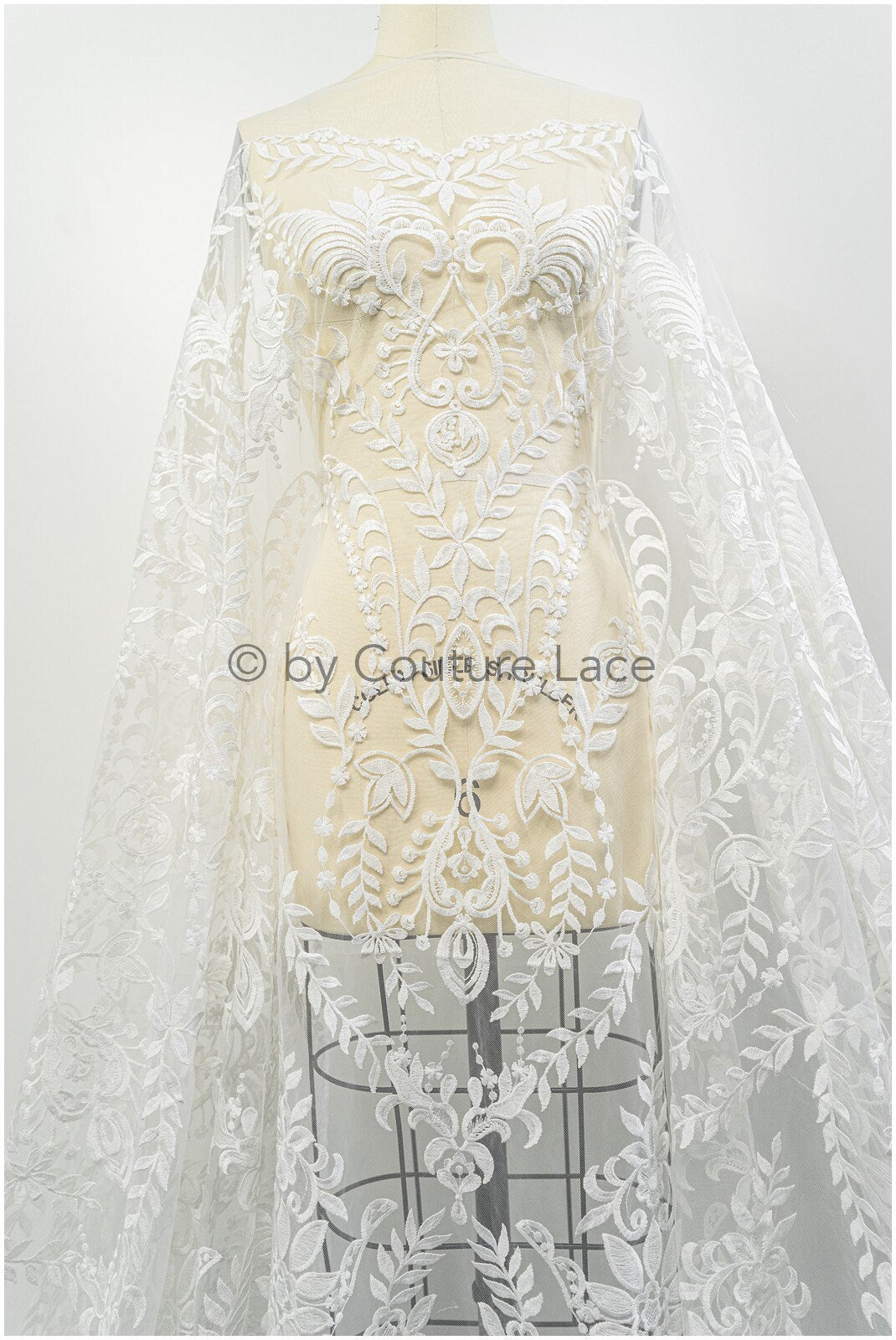 Boho lace fabric off-white/ cotton bridal lace/ vintage bridal lace// L20-403
