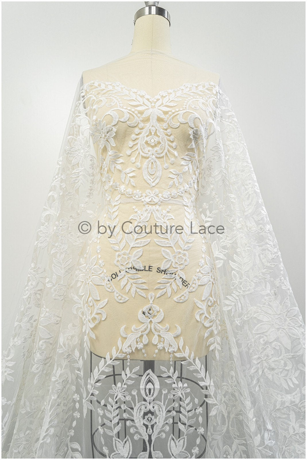 Boho lace fabric off-white/ cotton bridal lace/ vintage bridal lace// L20-403