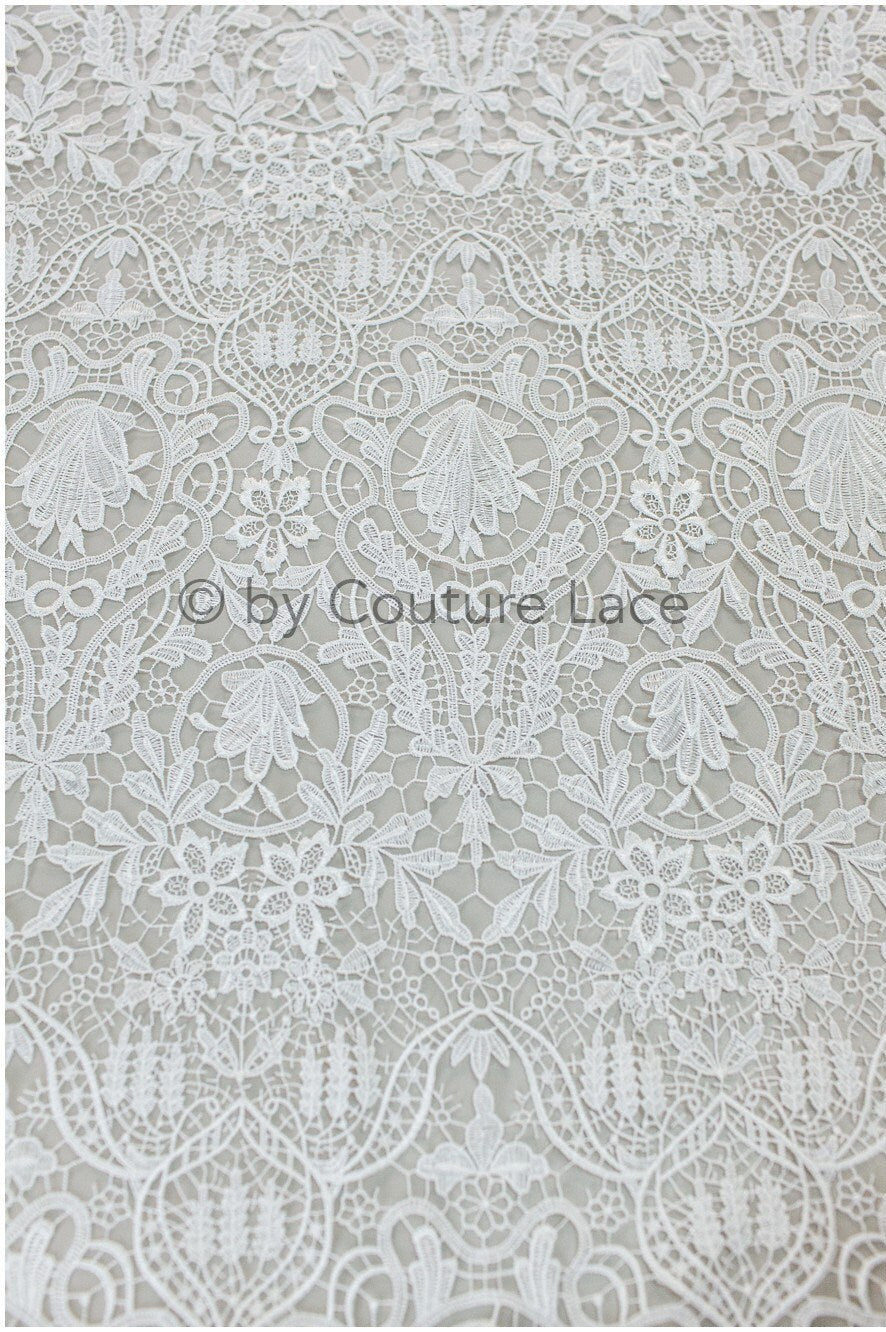 Guipure Spitzenstoff Off-White/ Boho Brautkleid Stoff/ Spitzenstoff für Hochzeitskleid/ Häkelspitze für Brautkleid// L19-201