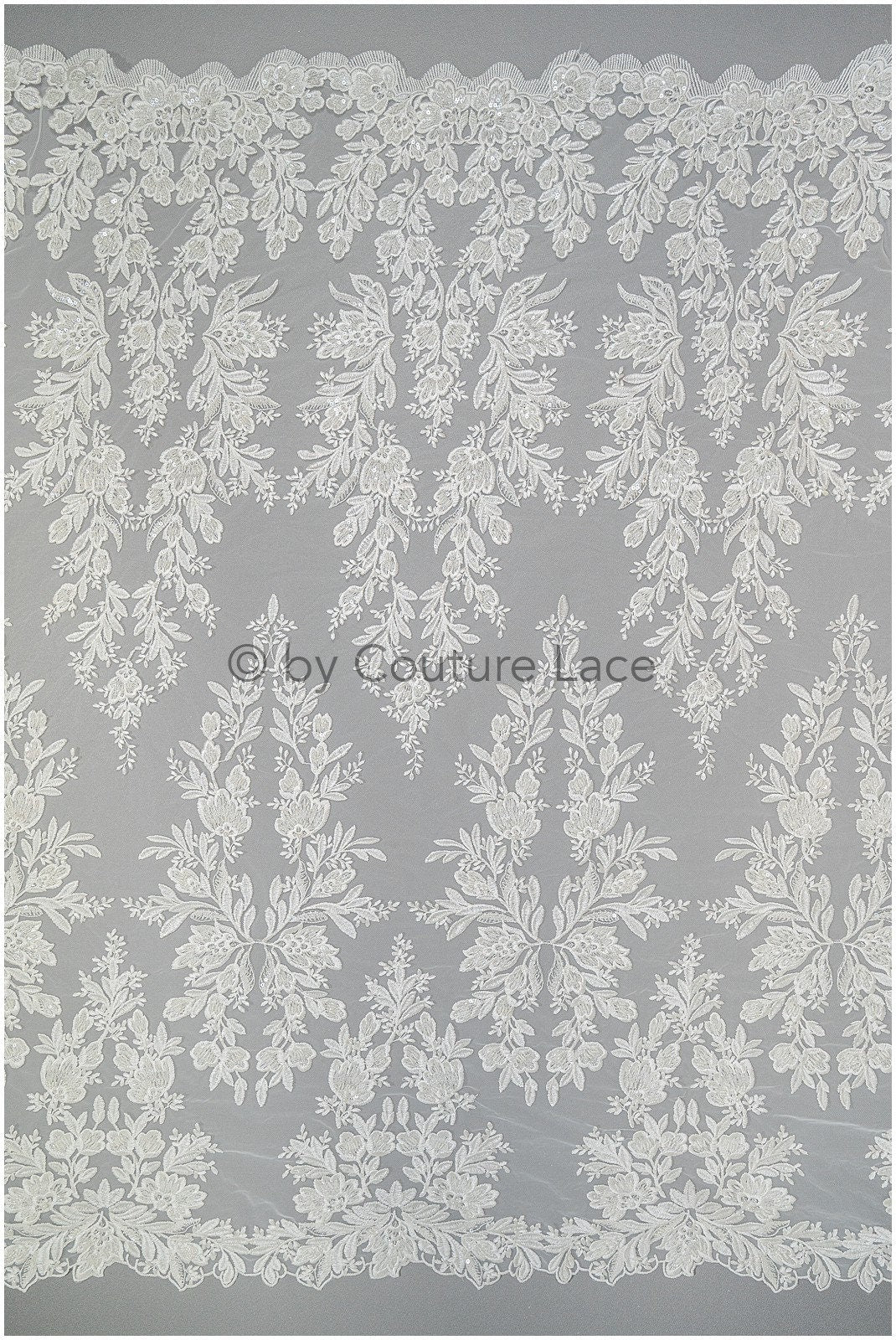 Wunderschöner Perlen Spitzenstoff Off-White/ Hochzeitsspitze floral/ Braut Spitzenstoff/ Perlen Blumen Spitzenstoff// L20-347