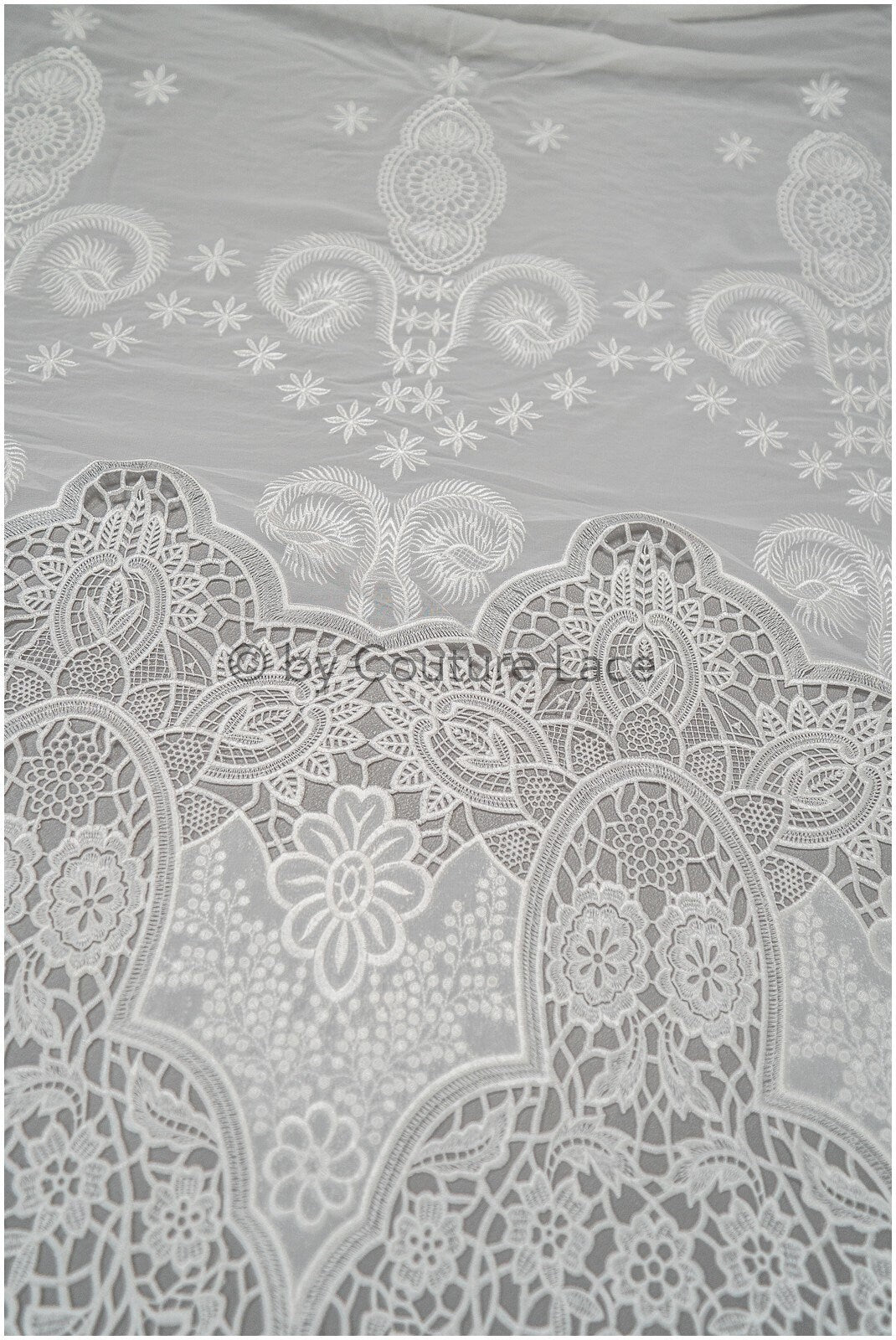 Braut Spitzenstoff Off-White/ Chiffon Spitzenstoff für Hochzeitskleid/ gehäkelte Spitze/ Boho Spitzenstoff// L20-374