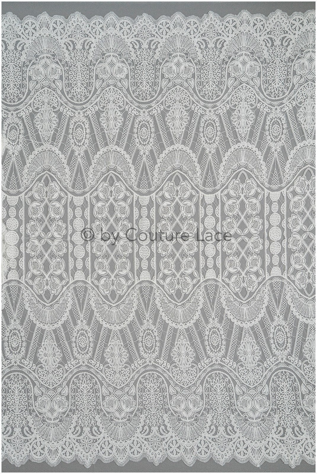Boho lace fabric off-white/ Boho bridal lace/ Wedding dress lace/ Bridal lace fabric/ Vintage bridal lace// L20-396