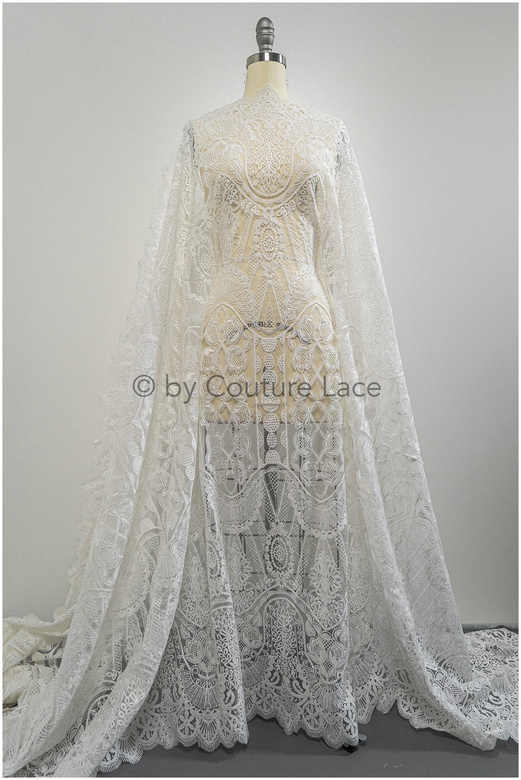 Boho lace fabric off-white/ Boho bridal lace/ Wedding dress lace/ Bridal lace fabric/ Vintage bridal lace// L20-396