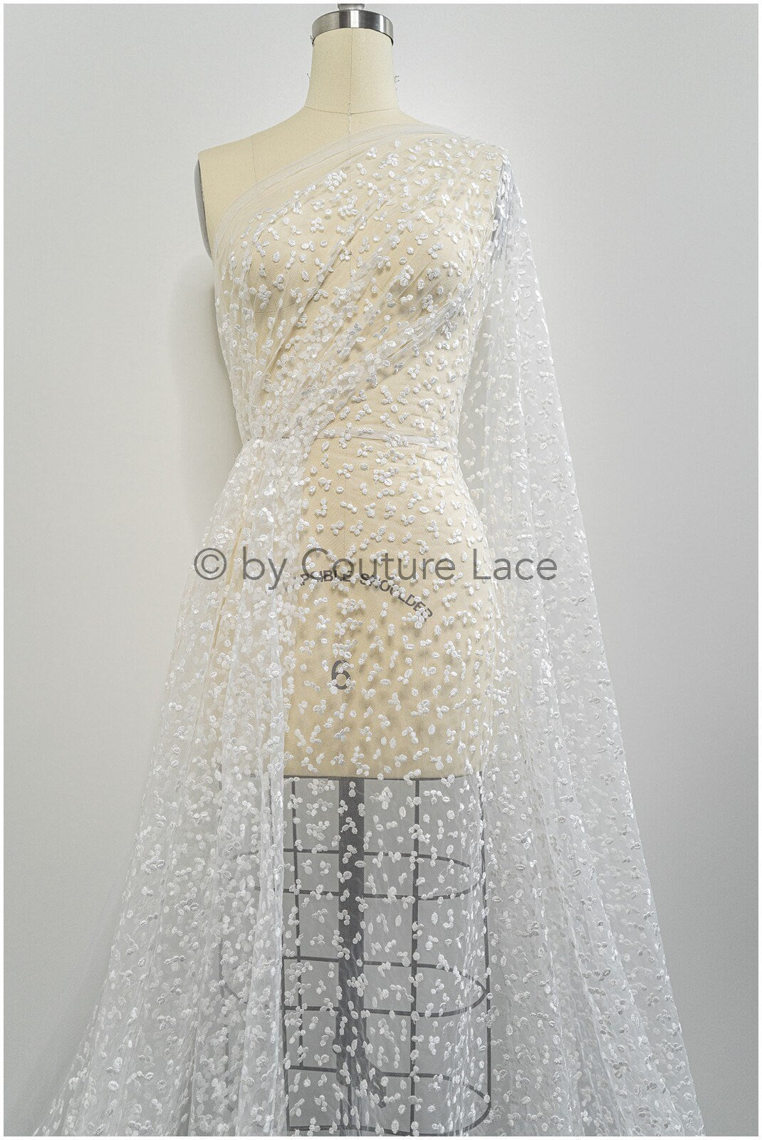 Braut Spitze Stoff mit Polka Dot/ Braut Spitze Off-White/ Braut Dot Spitze/ Brautspitze mit Punkten// L20-397
