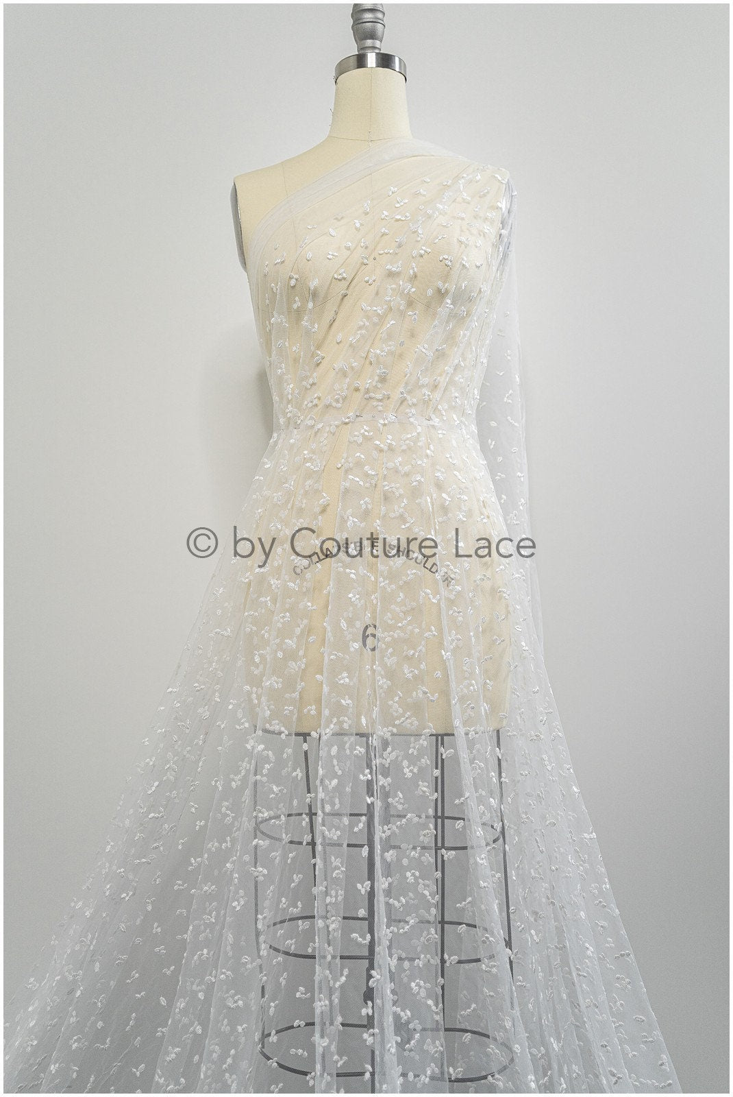 Braut Spitze Stoff mit Polka Dot/ Reis Maserung Spitze/ Brautspitze Off-White/ Braut Spitze mit Punkten// L20-398