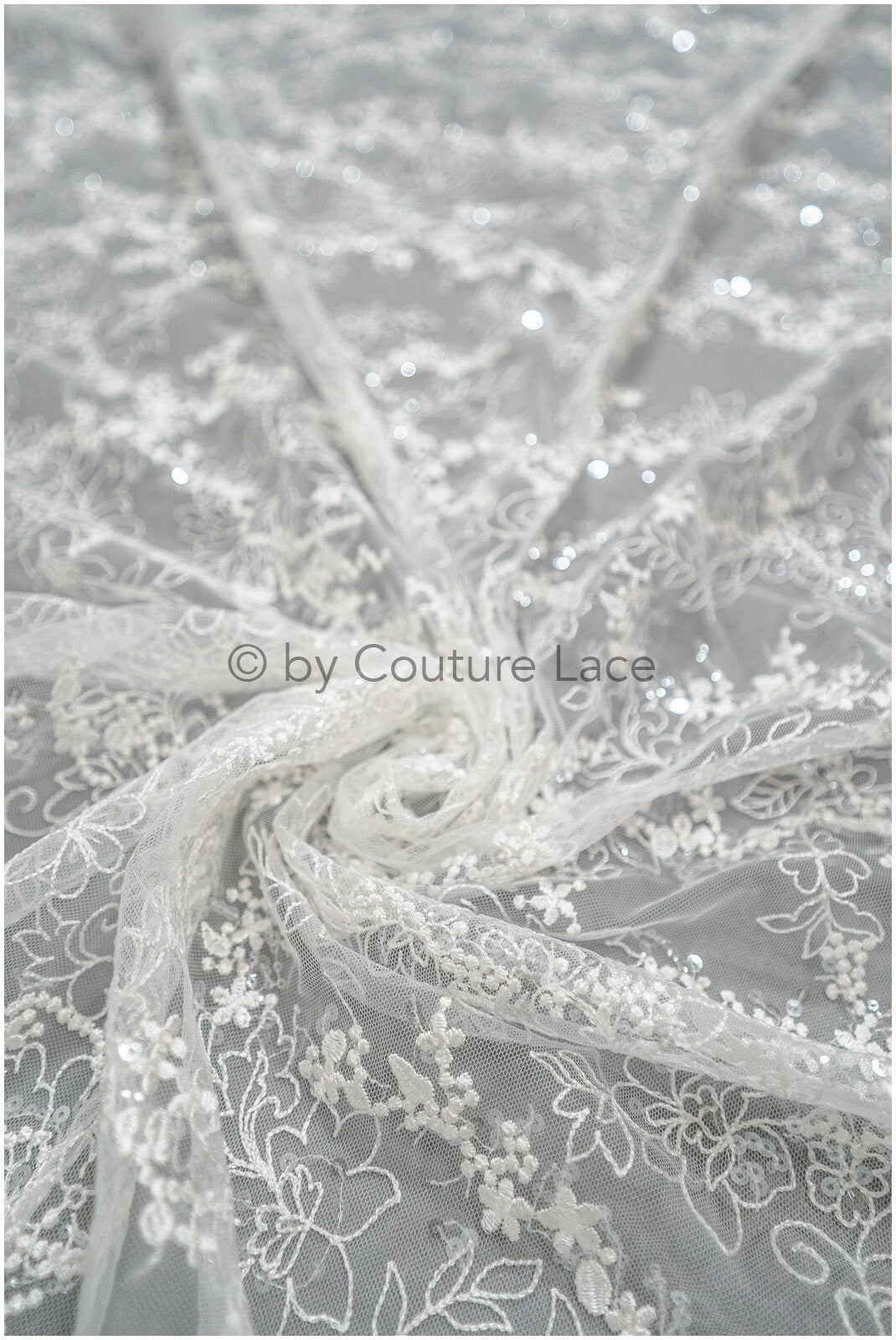 Blumen Spitzenstoff mit Pailletten, Braut spitzenstoff mit kleinen Blumen, Brautblumen spitze, floraler Spitzenstoff für Hochzeitskleid// L20-400