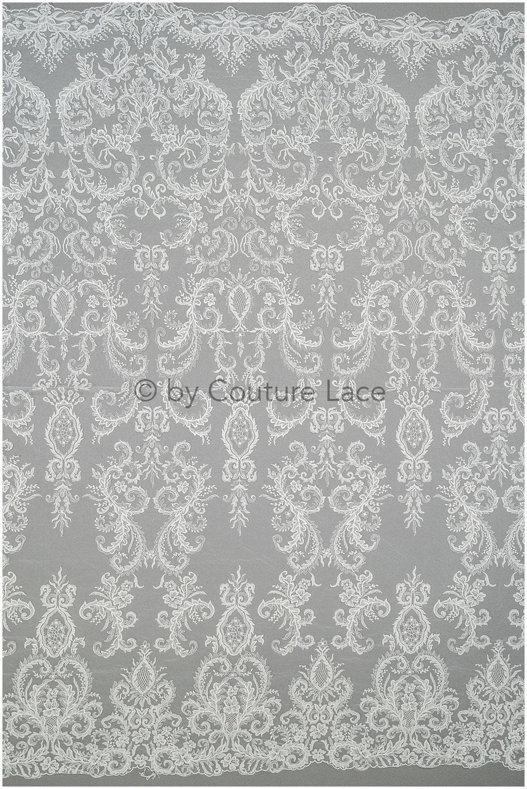 Filigree embroidered lace fabric off-white/ bridal lace/ boho bridal lace/ vintage bridal lace/ floral lace fabric// L20-404
