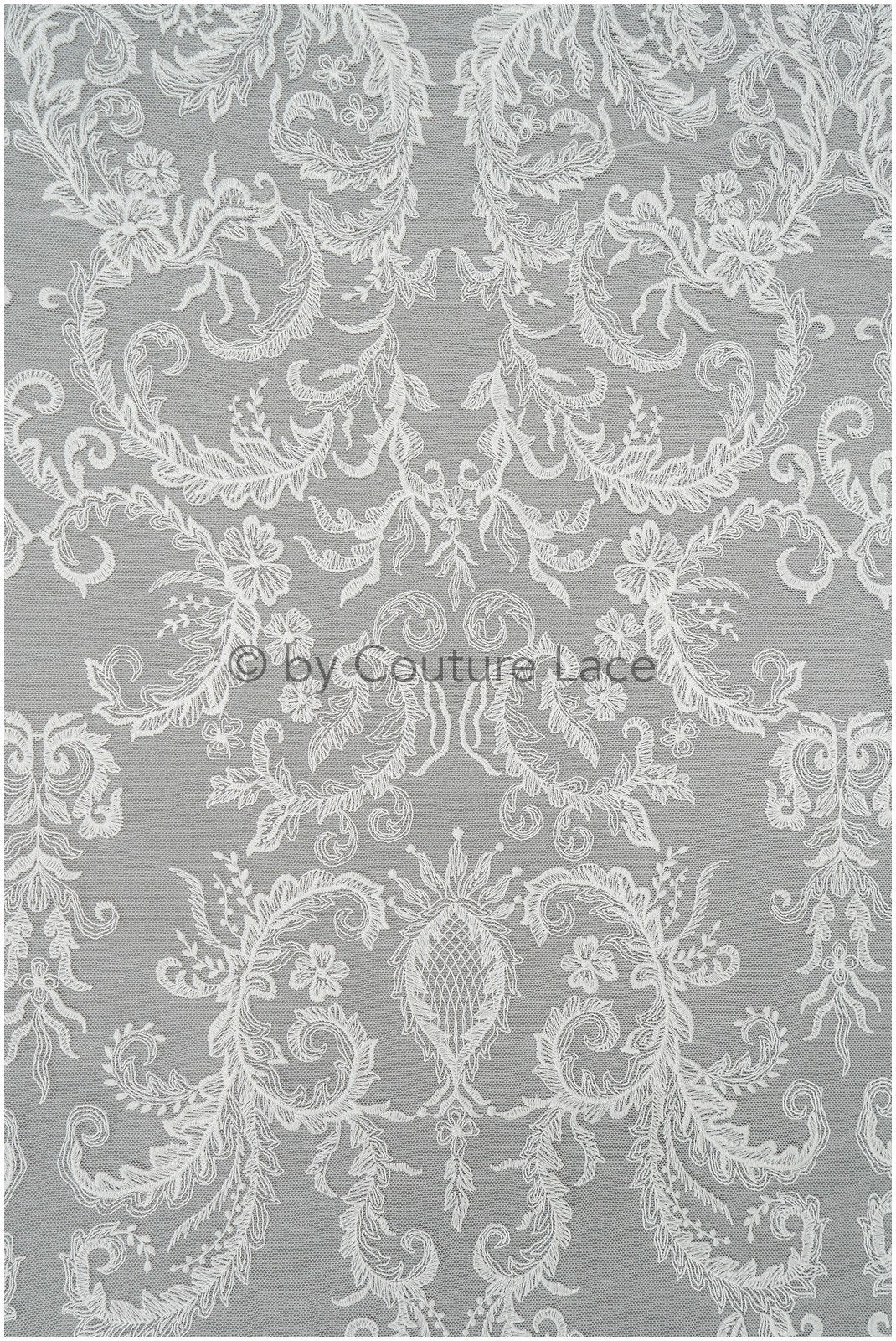 Filigree embroidered lace fabric off-white/ bridal lace/ boho bridal lace/ vintage bridal lace/ floral lace fabric// L20-404