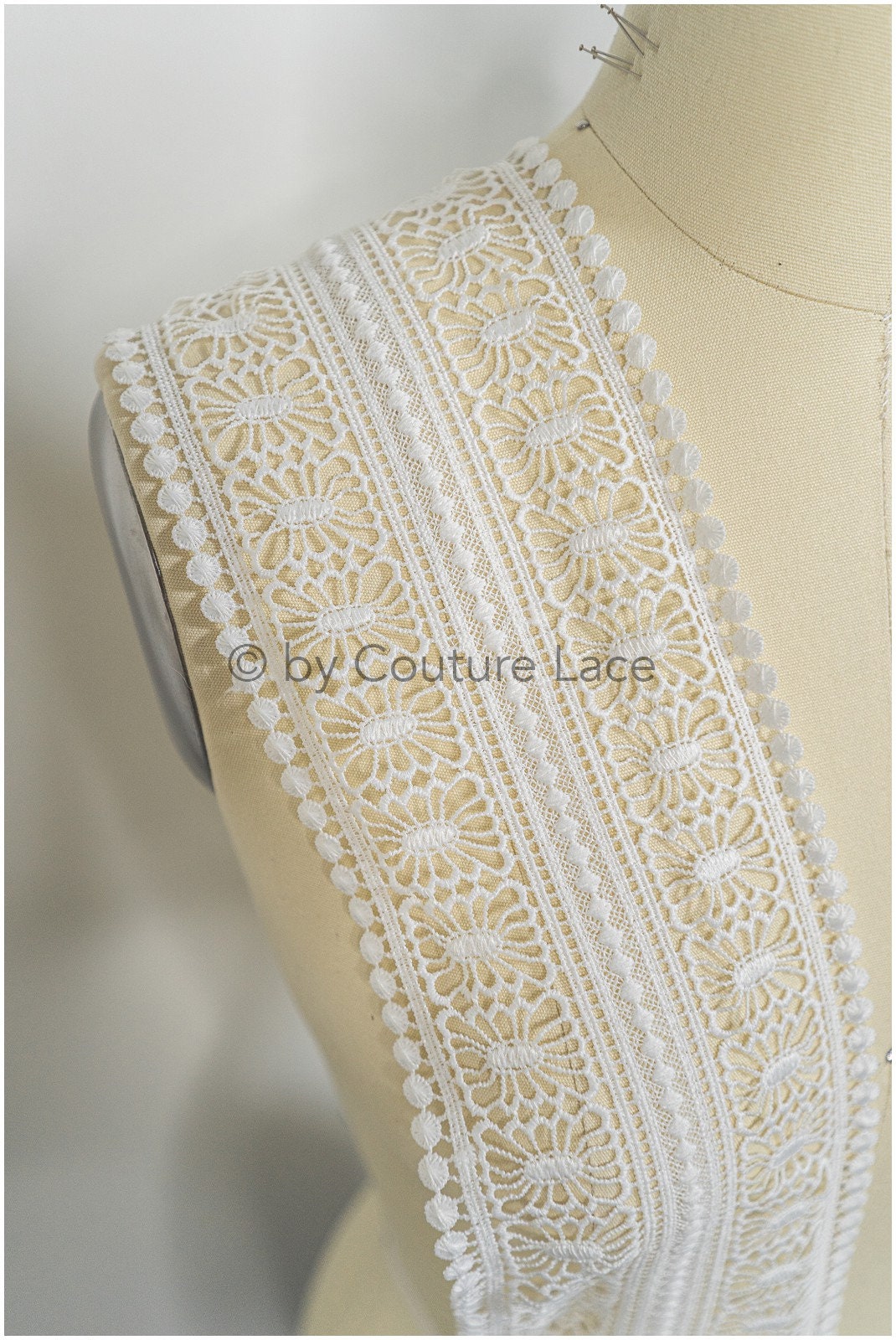 Crochet lace trim/ Guipure lace trim/ Bridal lace trim/ Boho wedding dress lace trim// T21-132