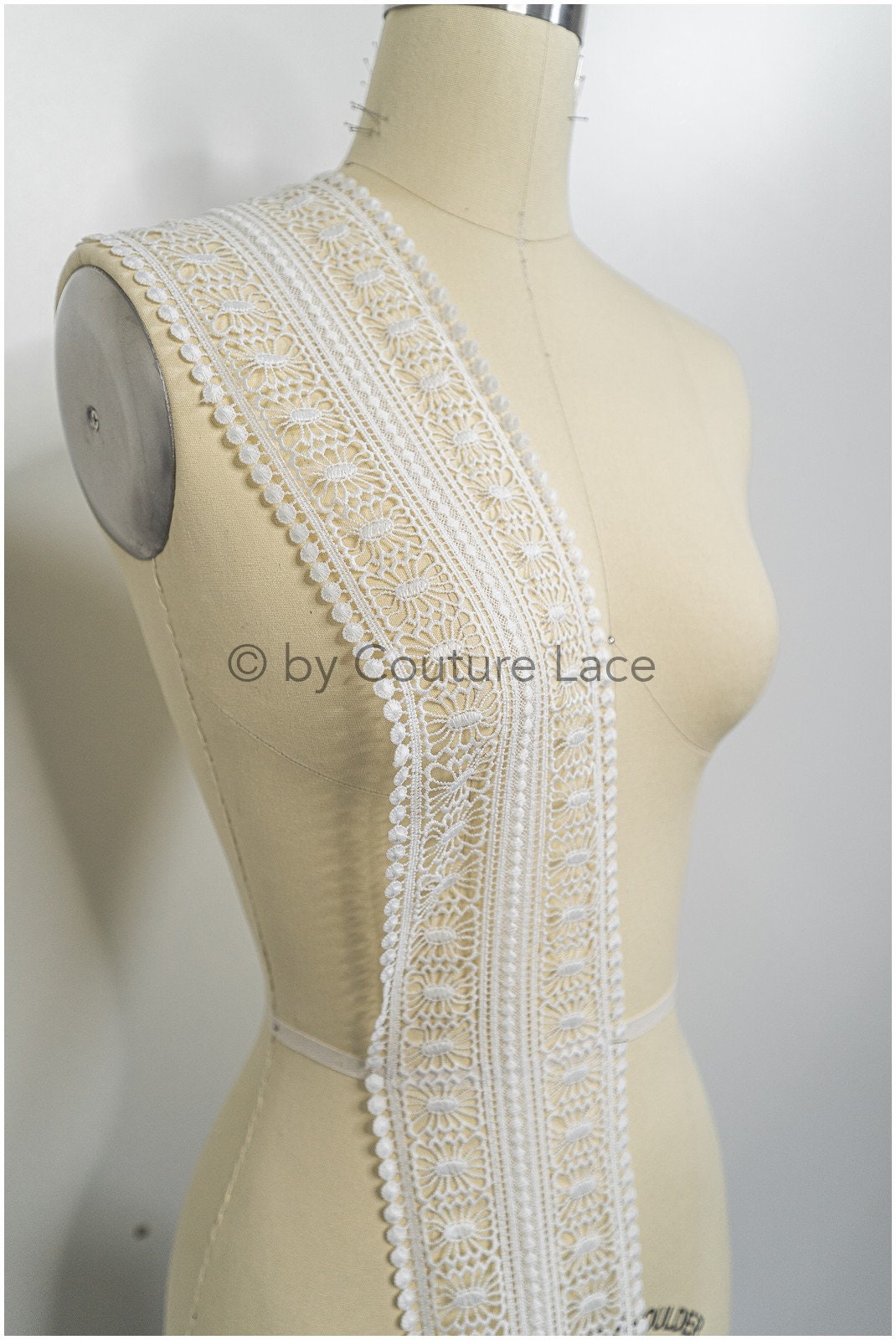 Crochet lace trim/ Guipure lace trim/ Bridal lace trim/ Boho wedding dress lace trim// T21-132