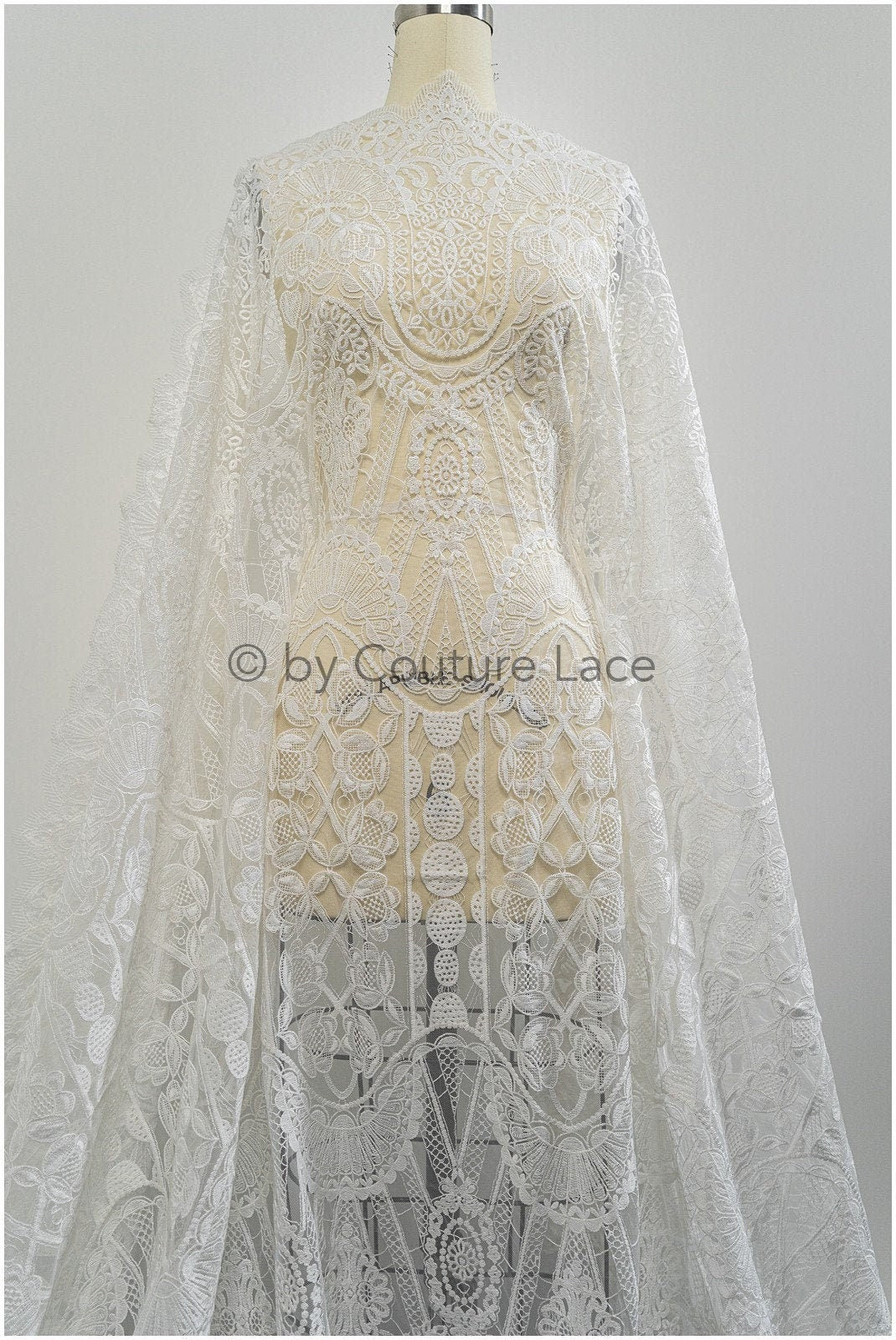 Boho lace fabric off-white/ Boho bridal lace/ Wedding dress lace/ Bridal lace fabric/ Vintage bridal lace// L20-396