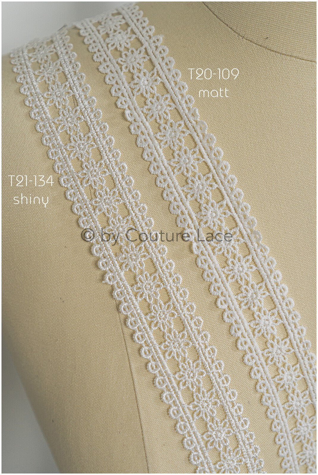 4yds crochet lace with floral pattern/ floral lace trim off-white/ bridal lace// T21-134