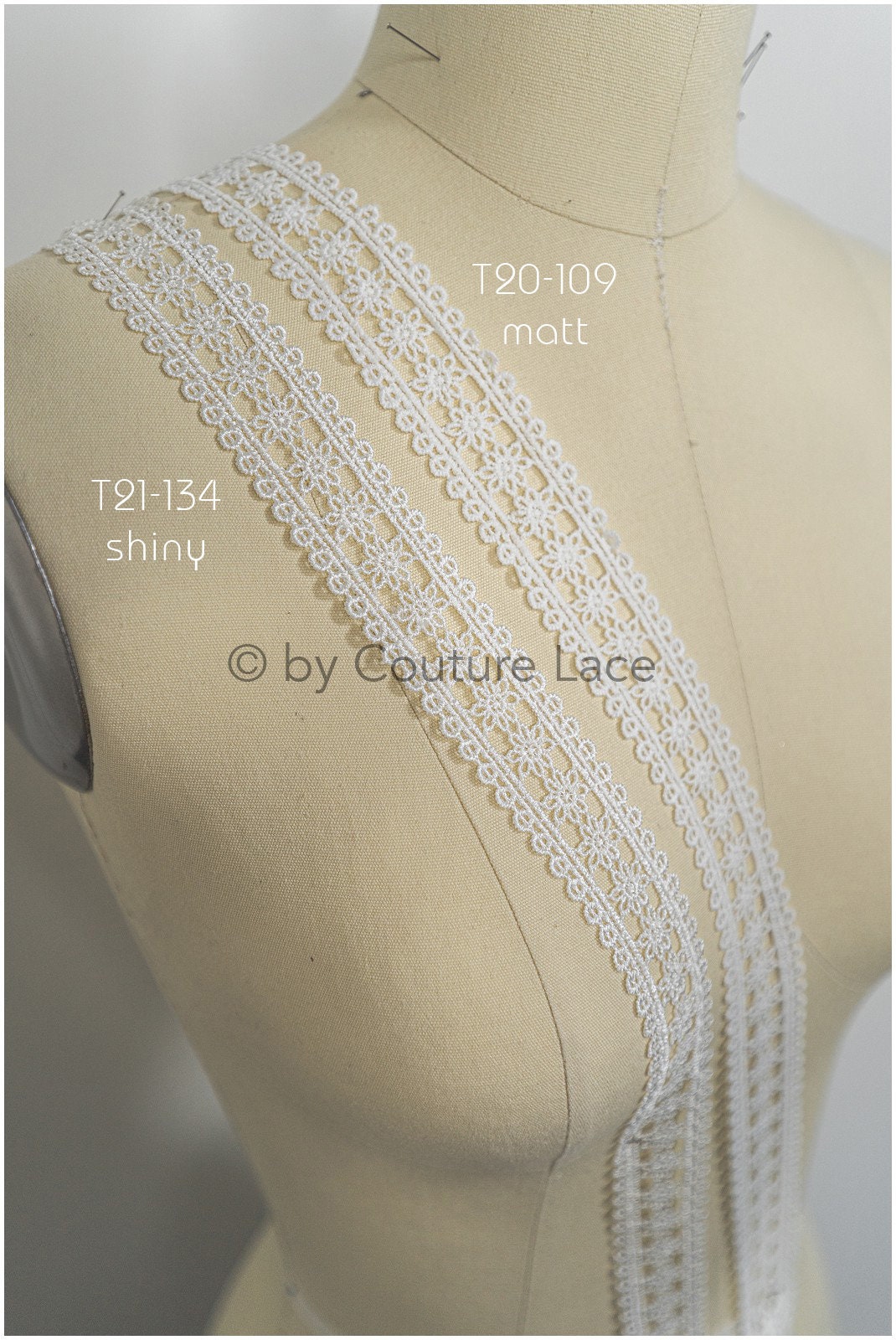 4yds crochet lace with floral pattern/ floral lace trim off-white/ bridal lace// T21-134