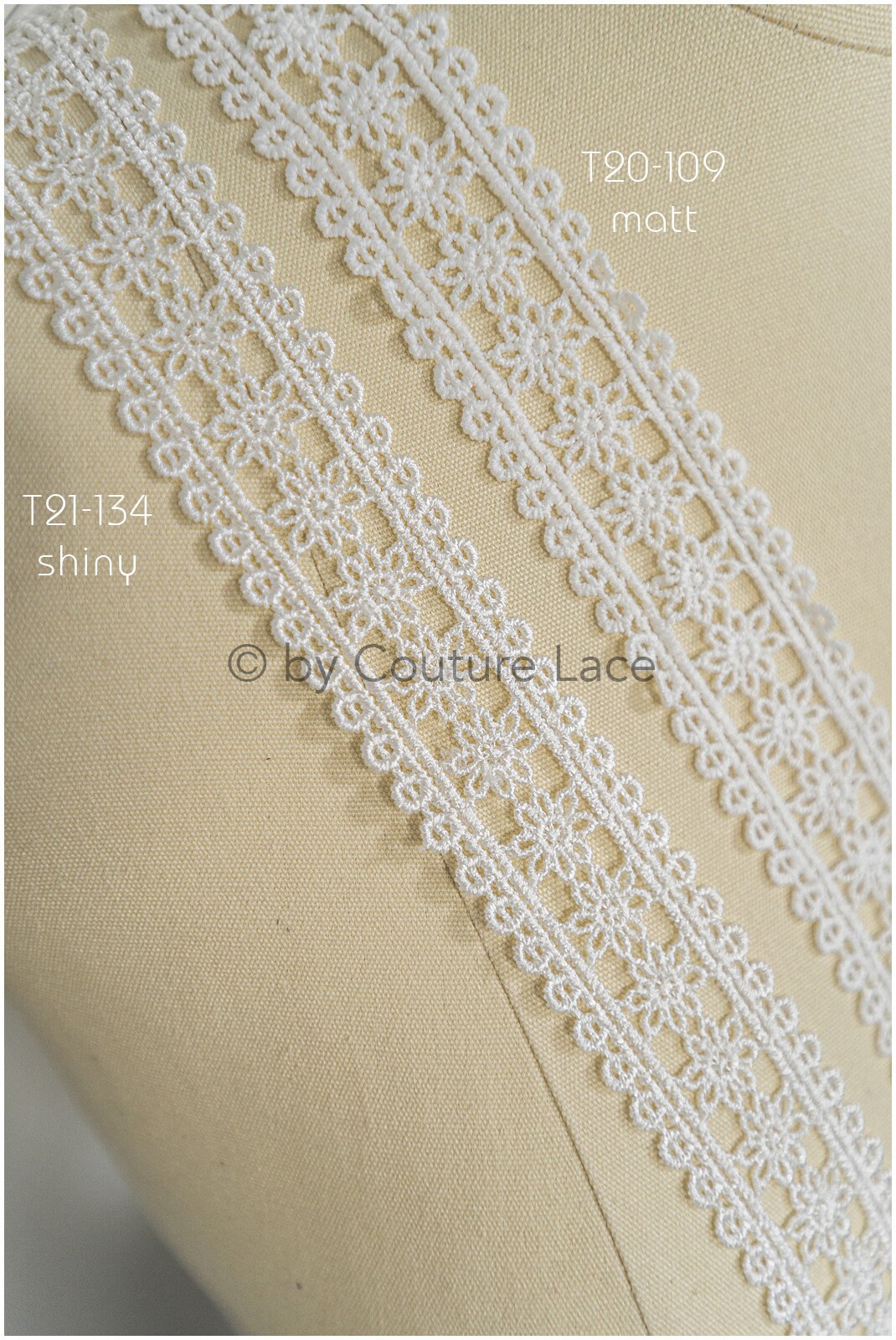 4yds crochet lace with floral pattern/ floral lace trim off-white/ bridal lace// T21-134