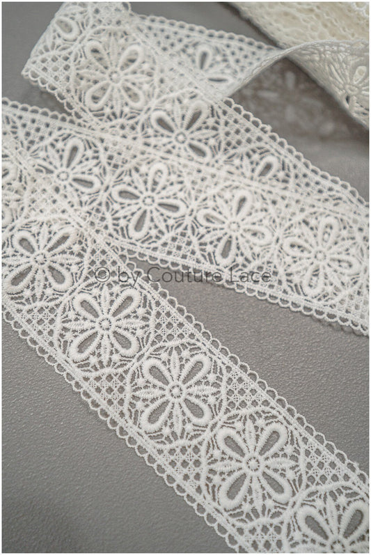 Belle garniture en dentelle au crochet / Garniture en dentelle Guipure blanc cassé / Garniture en dentelle nuptiale / Dentelle Guipure / / T21-131