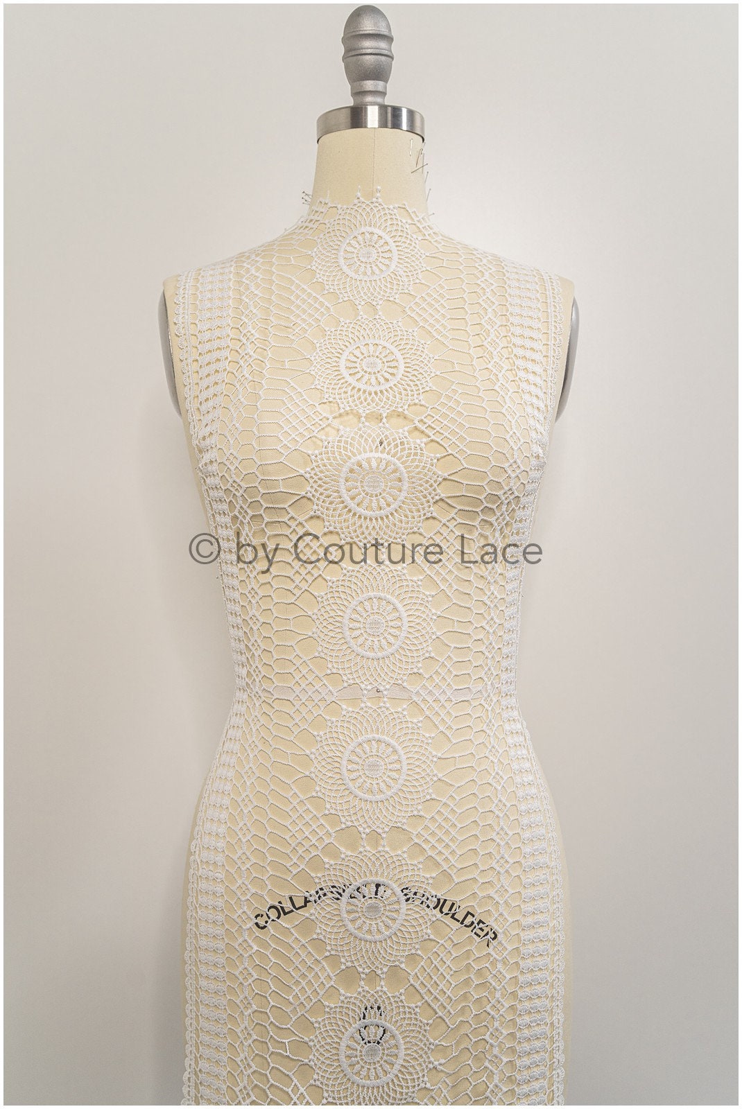 Beautiful crocheted lace border/ Guipure lace border off-white/ crocheted lace/ bridal lace border// T21-126