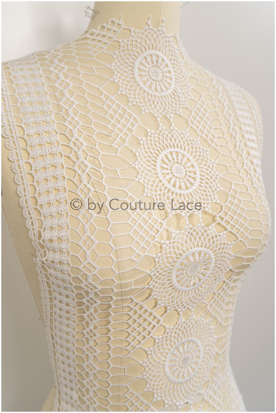 Beautiful crocheted lace border/ Guipure lace border off-white/ crocheted lace/ bridal lace border// T21-126