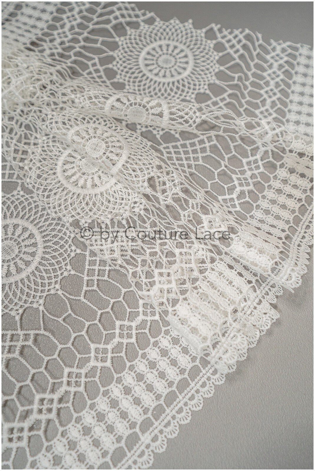 Beautiful crocheted lace border/ Guipure lace border off-white/ crocheted lace/ bridal lace border// T21-126