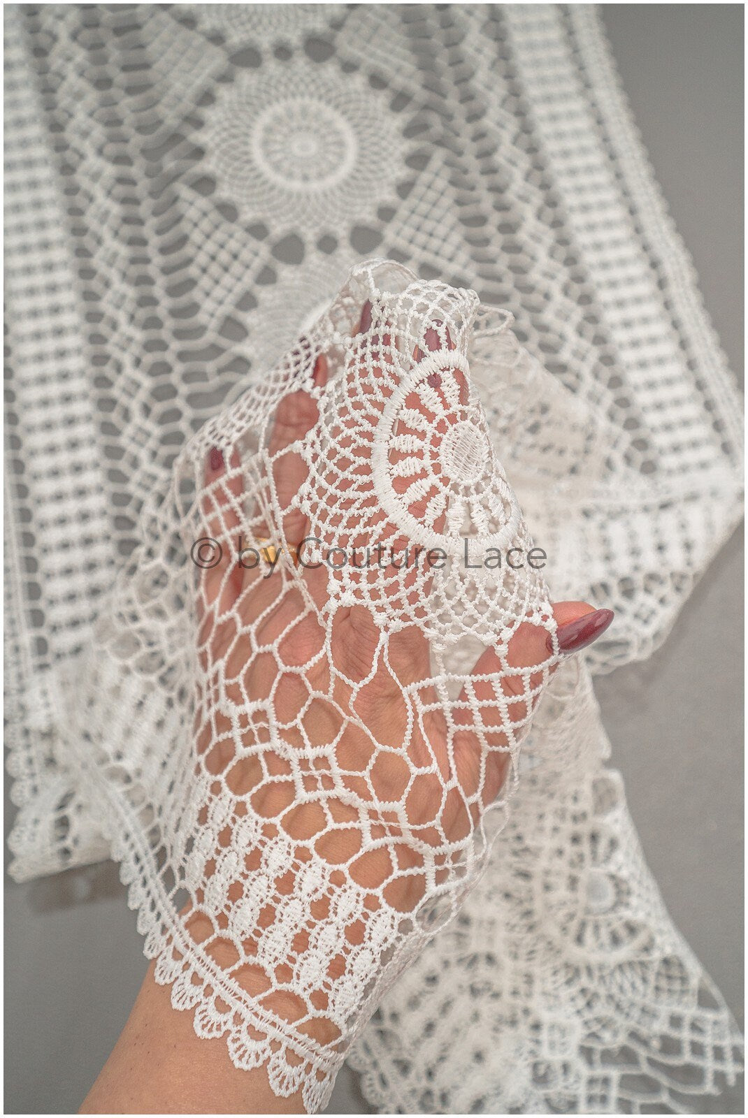 Beautiful crocheted lace border/ Guipure lace border off-white/ crocheted lace/ bridal lace border// T21-126