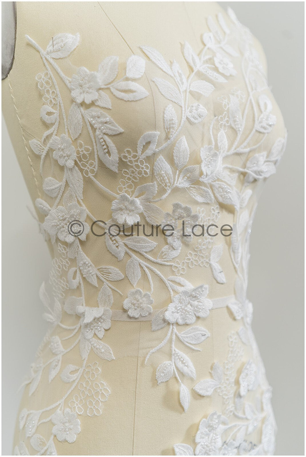 Pearl appliques 3D flowers, bridal flower patch, lace applique, wedding dress lace applique, bridal 3D flower patch // A21-094