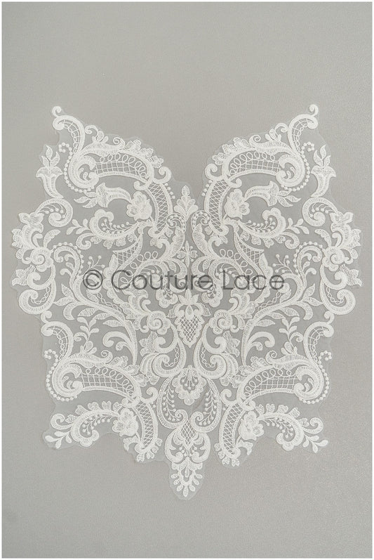 Patch en dentelle de haute qualité avec motifs ornés, patch en dentelle nuptiale pour corset, dentelle corset nuptiale, patch en dentelle pour robe de mariée // A21-034-R+L