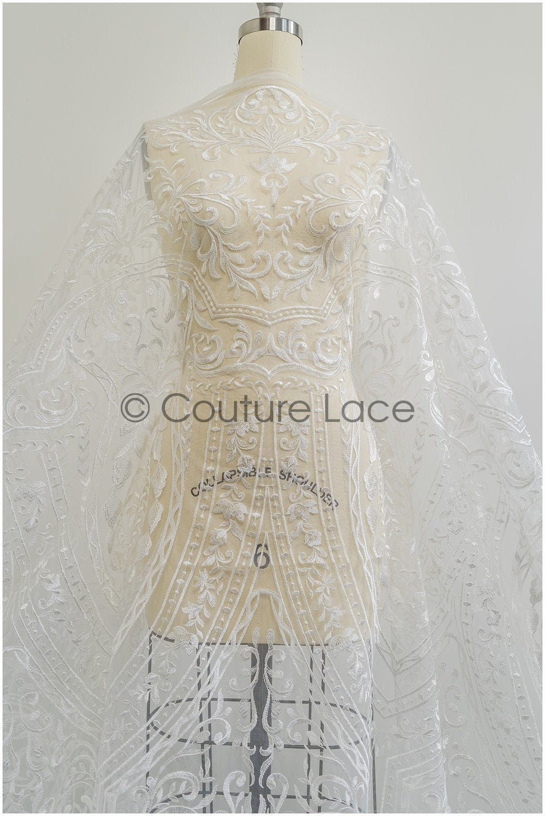 Orientalischer Spitzenstoff Off-White/ Hochzeitsspitze/ Braut Spitze/ Couture Spitze/ Brautkleid Hochzeitskleid Stoff// L21-050RY