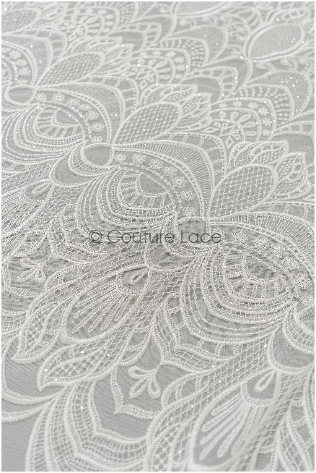 Boho lace fabric off-white/ bridal lace fabric for wedding dress/ geometric boho wedding lace// L21-202NRY