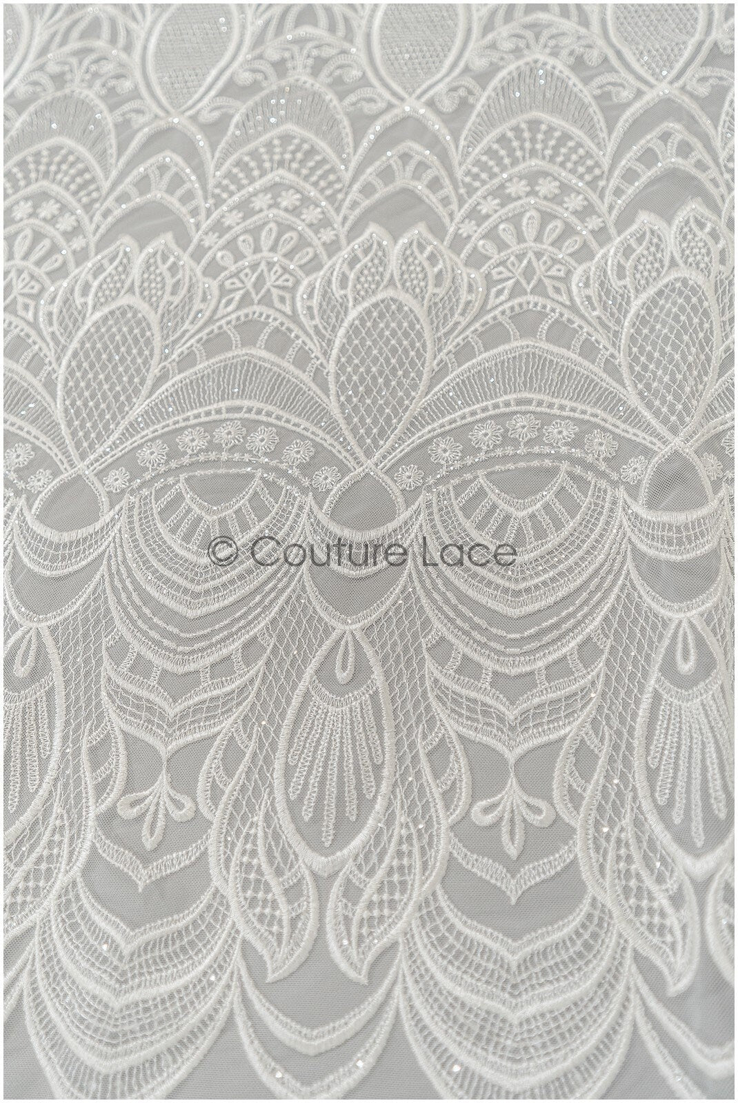 Boho lace fabric off-white/ bridal lace fabric for wedding dress/ geometric boho wedding lace// L21-202NRY