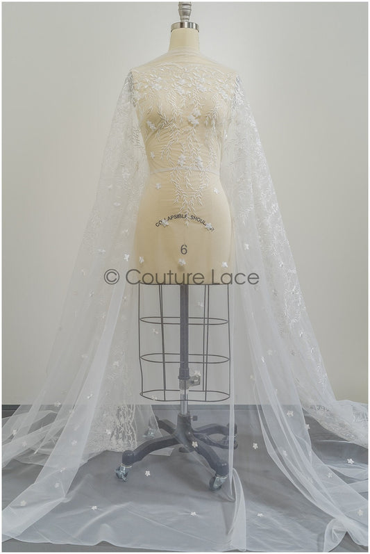 Perlen Brautspitzenstoff Off-White/ Spitzenstoff mit Perlen/ Braut Spitze/ floraler Spitzenstoff// L21-408