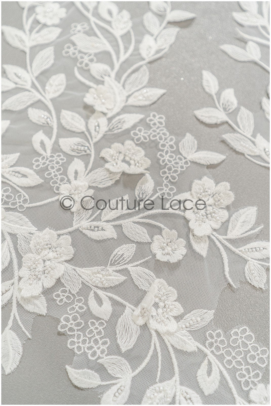 Pearl appliques 3D flowers, bridal flower patch, lace applique, wedding dress lace applique, bridal 3D flower patch // A21-094
