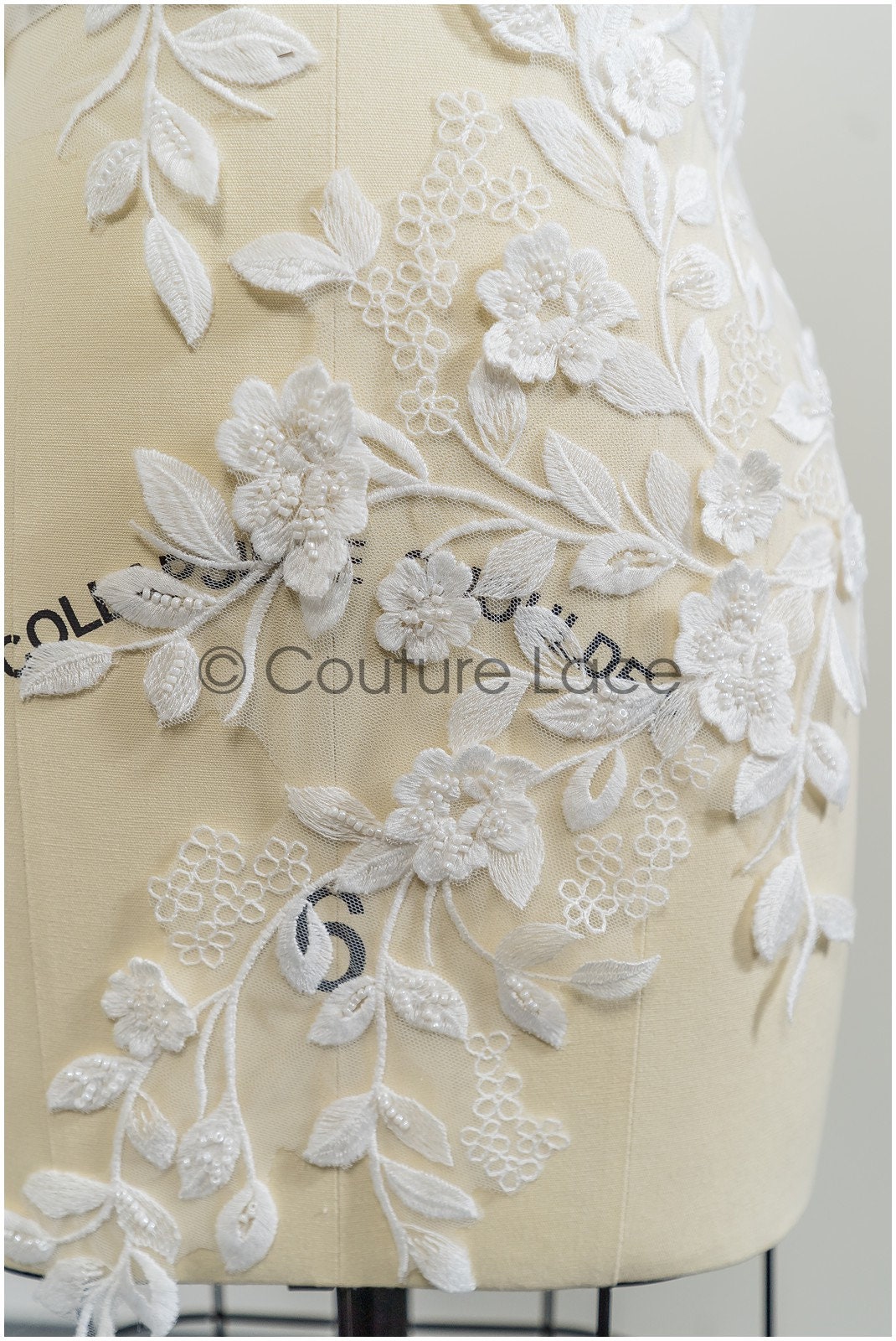 Pearl appliques 3D flowers, bridal flower patch, lace applique, wedding dress lace applique, bridal 3D flower patch // A21-094