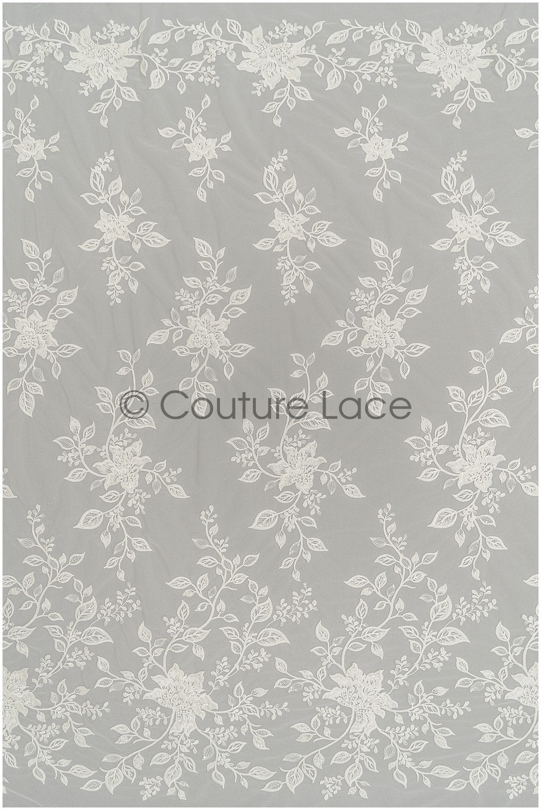 Romantischer floraler Spitzenstoff Off-White/ Braut Spitzenstoff/ florale Spitzenstickerei/ Blumenspitze mit Pailletten// L21-016NB