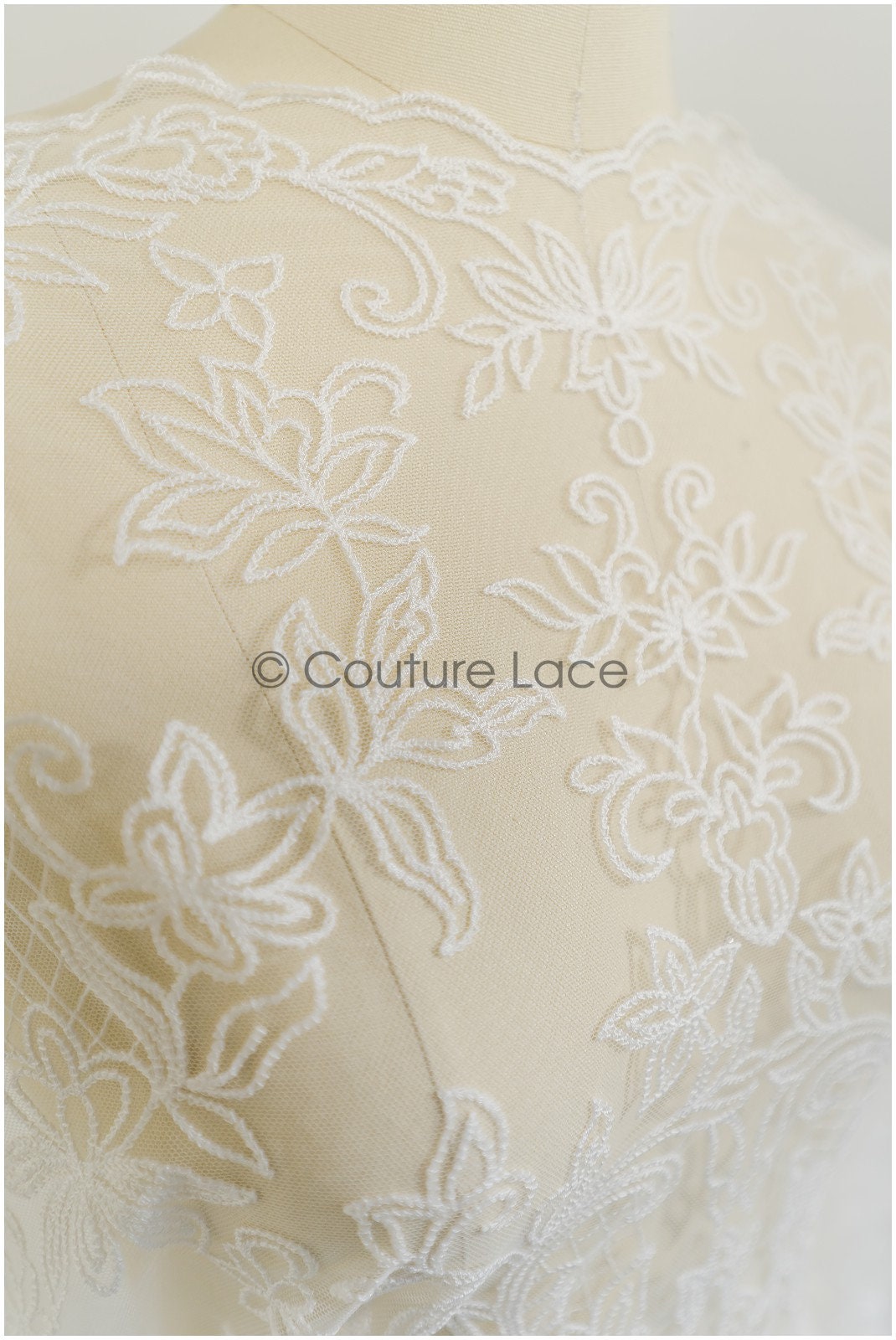 French lace fabric off-white/ bridal lace fabric with flowers/ bridal lace/ wedding dress lace fabric// L21-328NY