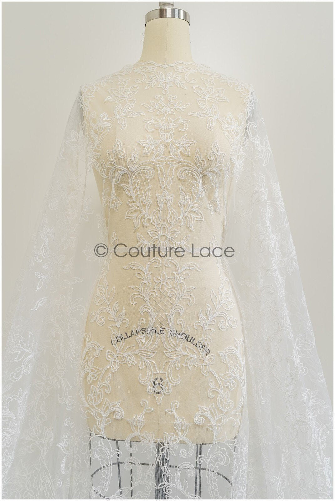 French lace fabric off-white/ bridal lace fabric with flowers/ bridal lace/ wedding dress lace fabric// L21-328NY
