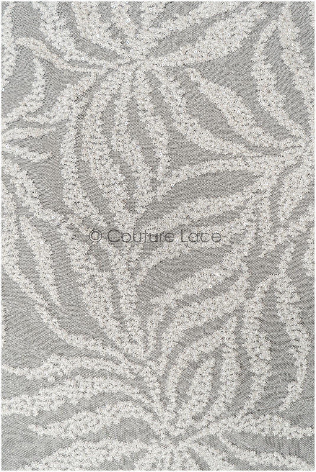 Braut Spitzenstoff Off-White/ Blatt Spitzenstoff/ Braut Blumenspitze mit Pailletten/ Schneeflocken Spitzenstoff// L21-346CS