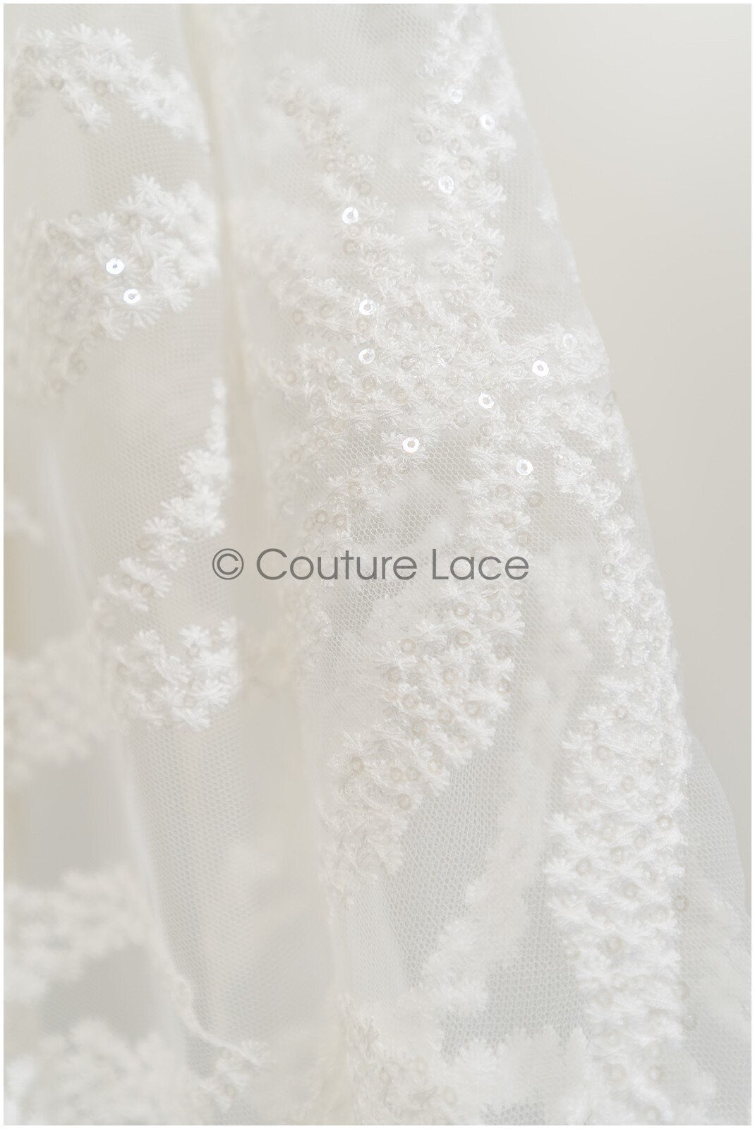 Braut Spitzenstoff Off-White/ Blatt Spitzenstoff/ Braut Blumenspitze mit Pailletten/ Schneeflocken Spitzenstoff// L21-346CS