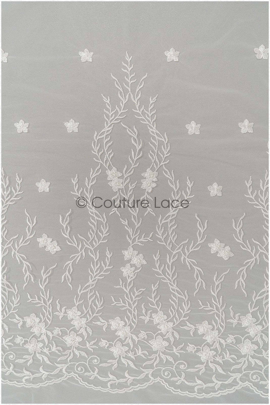 Perlen Brautspitzenstoff Off-White/ Spitzenstoff mit Perlen/ Braut Spitze/ floraler Spitzenstoff// L21-408