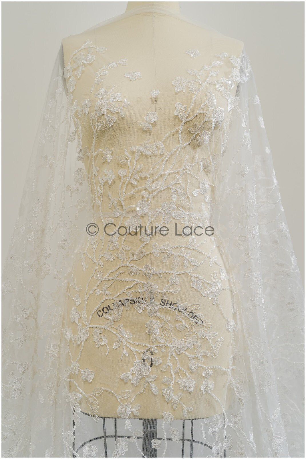 Perlen Spitzenstoff Off-White/ Blumen Spitzenstoff/ Braut Blumenspitze/ Floraler Spitzenstoff/ Brautblumen Spitzenstoff// L21-410