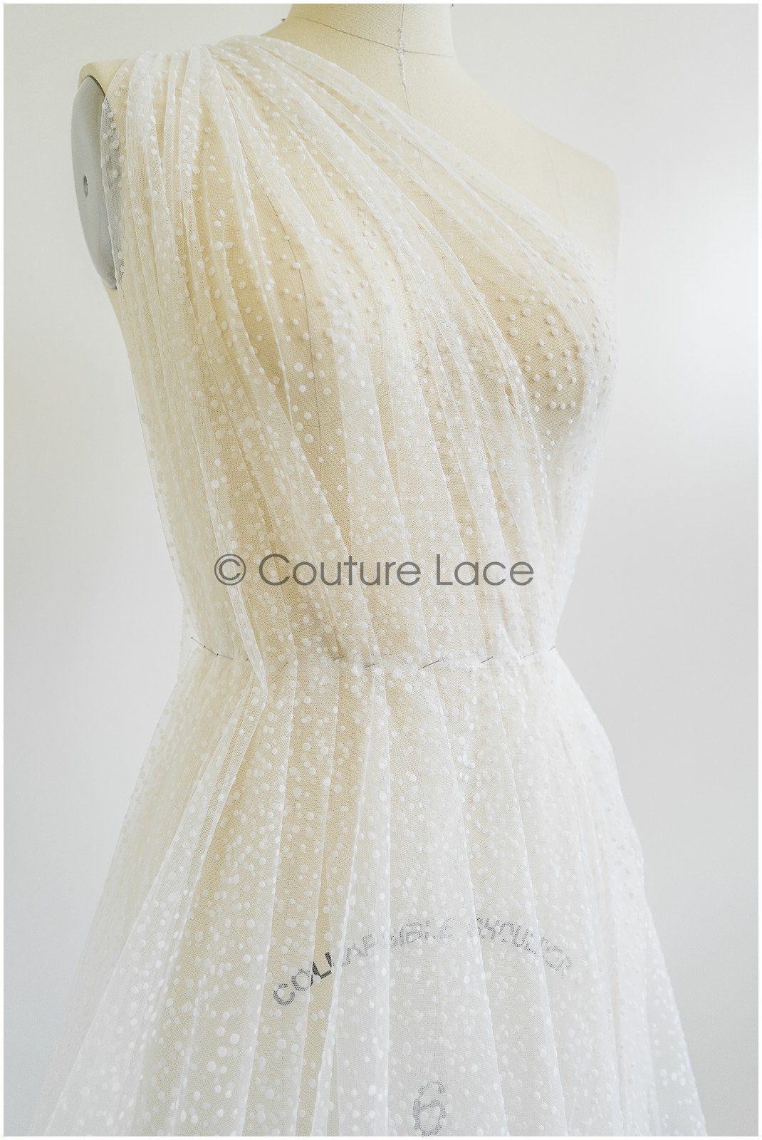 Very soft tulle with dots/ tulle with snowflakes/ tulle fabric// R-177-W