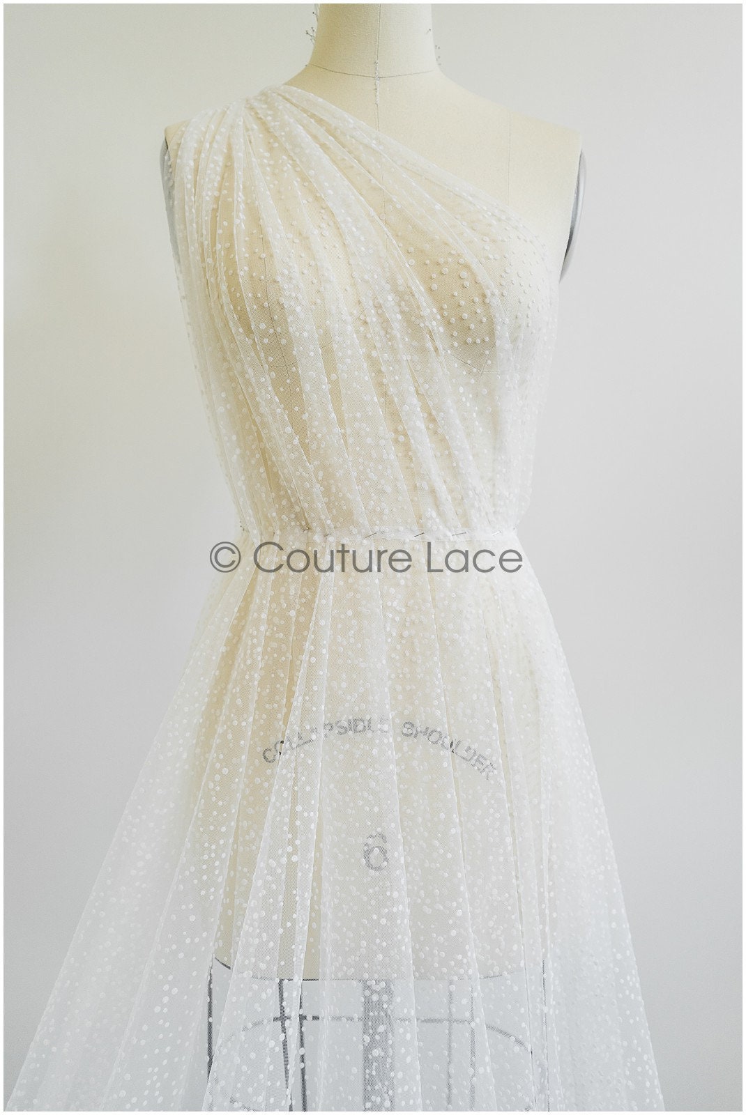 Very soft tulle with dots/ tulle with snowflakes/ tulle fabric// R-177-W