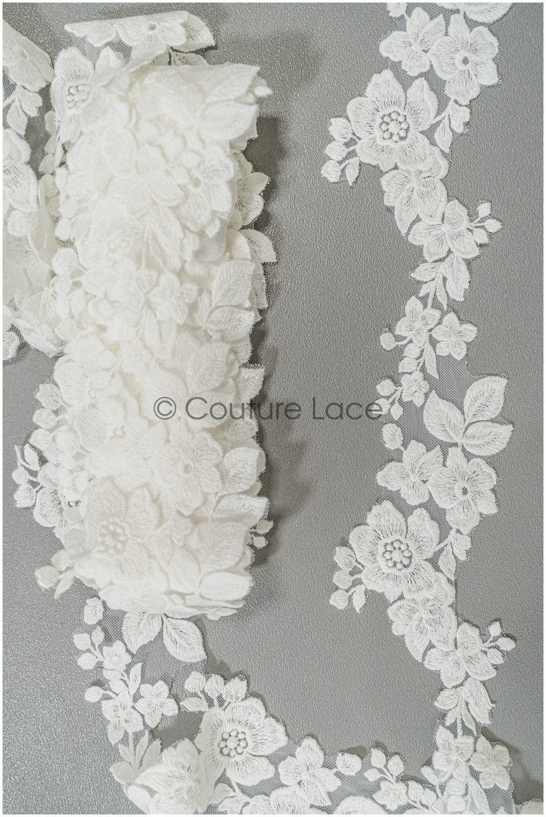 Flower lace trim off-white/ bridal lace trim/embroidered lace trim/ elegant bridal lace/ flower lace trim// T21-143