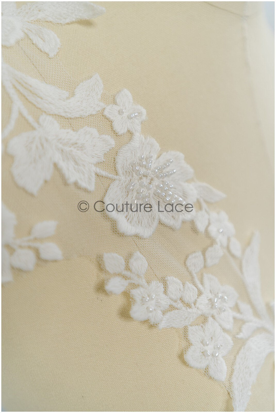 Pearl lace trim off-white/ bridal veil lace trim/ embroidered lace trim// T21-144