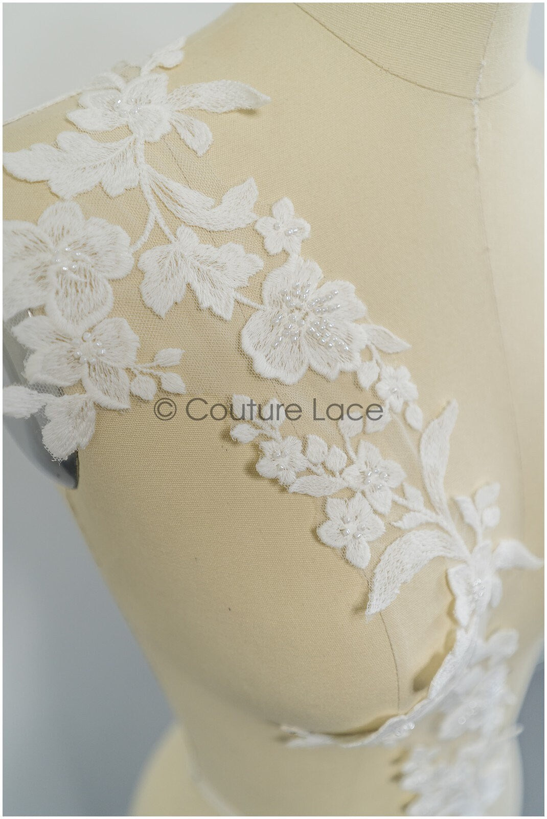 Pearl lace trim off-white/ bridal veil lace trim/ embroidered lace trim// T21-144