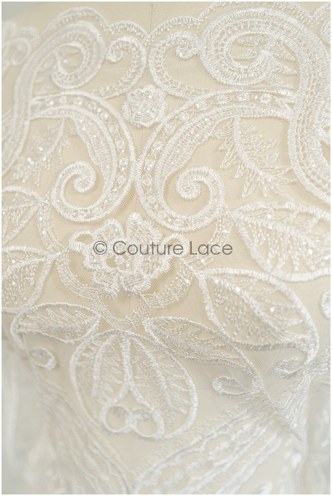 Boho lace fabric off-white/ bridal lace with sequins/ boho bridal lace fabric/ geometric sequin lace/ boho wedding dress// L21-206RY