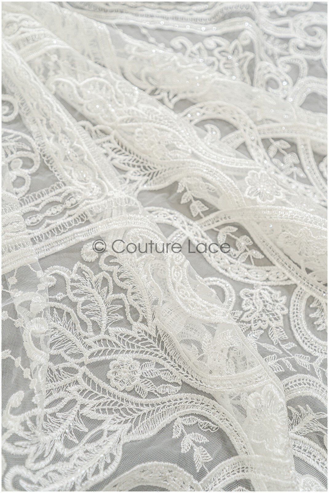 Boho lace fabric off-white/ bridal lace with sequins/ boho bridal lace fabric/ geometric sequin lace/ boho wedding dress// L21-206RY