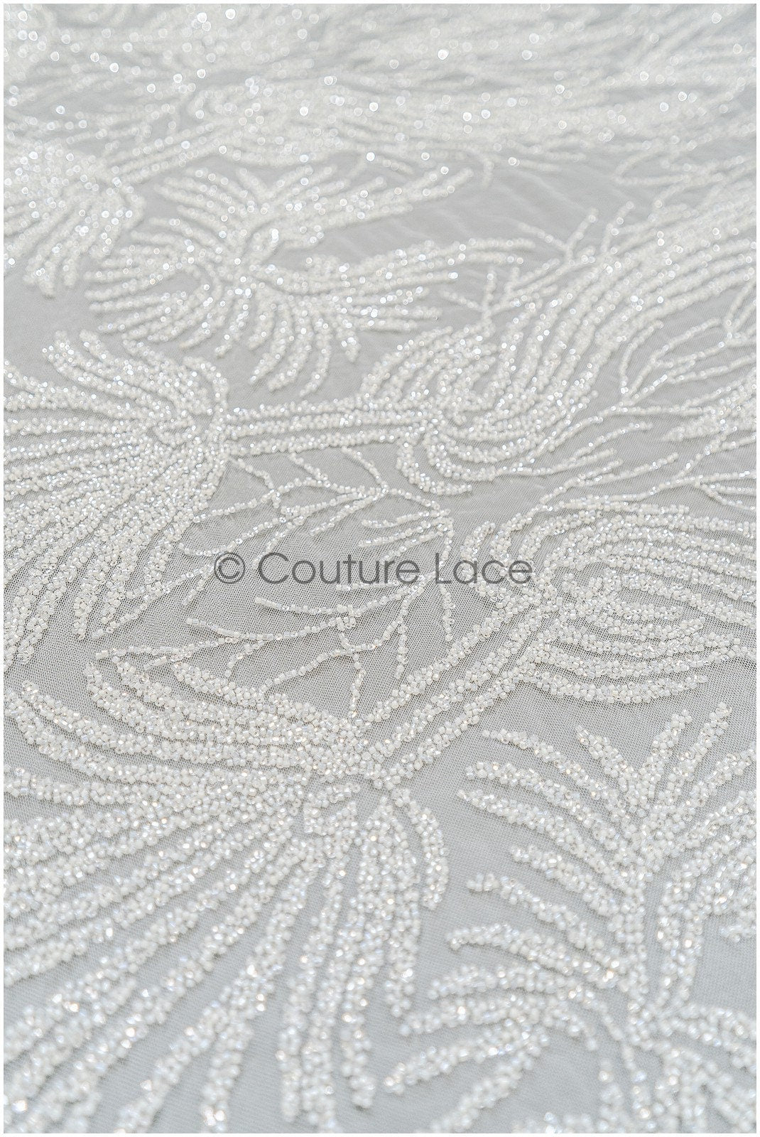 1.4 yds - Beaded Lace Fabric Off-White/ Lace for Wedding Dress/ Beaded Lace/ Bridal Lace// L20-352